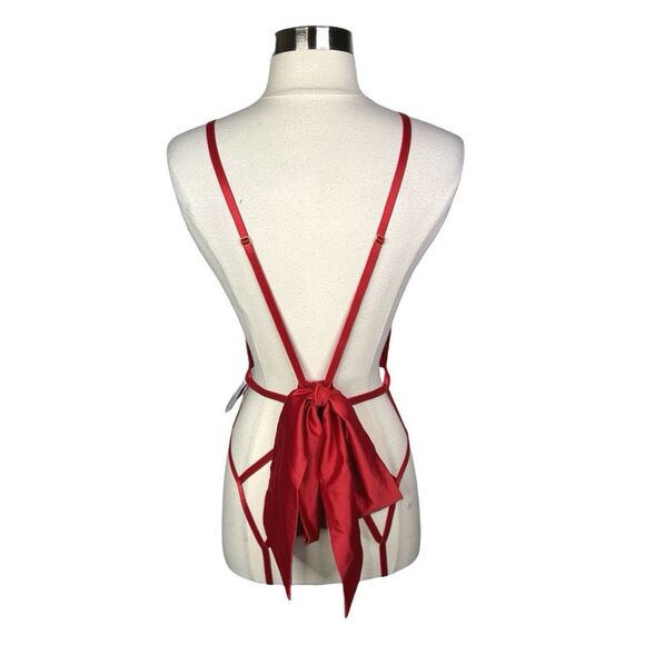 Yandy Collection Red Satin Deep Plunge Teddy - Size Small/Medium - Picture 4 of 8